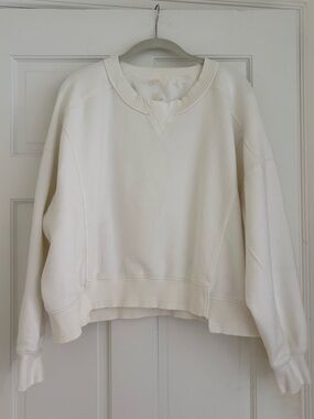 White Oversized Crewneck Free People Sweatshirt